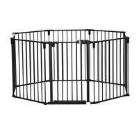 PawHut Parque para Perros 8 Vallas 60x76 cm Corral Plegable para Cachorros con Puerta y Doble Cerradura Paneles Metálicos de Bricolaje para Pasillos Escaleras Negro Aosom España