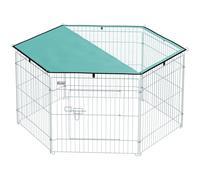 PawHut Parque para perros, corral 8 paneles con techo, modulable y plegable, corral portátil 60H cm con puerta argent vert