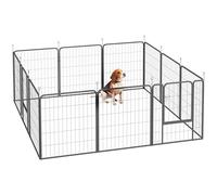 PawHut Parque para Perros de 12 Paneles, 68x80 cm, Corral Plegable para Perros Medianos con Puertas, Cierre y Estacas, para Interior y Exterior, Negro
