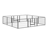 PawHut Parque para Perros de 12 Paneles Parque de Juegos Modular para Mascotas con 2 Puertas Corralito para Perros para Exterior Interior Acero 80x60 cm Negro