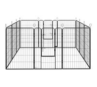 PawHut Parque para Perros de 12 Paneles con 2 Puertas Corralito para Perros para Exterior Interior de Acero 80x120 cm Negro
