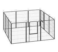 PawHut Parque para Perros de 12 Paneles de 100 cm de Altura con Puertas para Interior y Exterior Negro