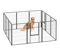 PawHut Parque para Perros de 12 Paneles de 100 cm de Altura, Vallas para Perros de Acero Resistente Plegable, con Puertas, para Interior y Exterior, Negro