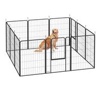 PawHut Parque para Perros de 12 Paneles de 100 cm de Altura, Vallas para Perros de Acero Resistente Plegable, con Puertas, para Interior y Exterior, Negro