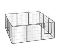 PawHut Parque para Perros de 12 Paneles de 80 cm de Altura, Vallas para Perros de Acero Resistente Plegable, con Puertas, para Interior y Exterior, Negro