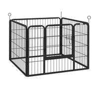 PawHut Parque para Perros de 4 Paneles 82x82x60 cm Parque de Juegos para Mascotas Plegable con Puerta de Pestillo y Marco de Metal para Interior y