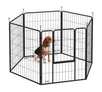Pawhut parque para perros de 6 paneles de 100 cm de altura, vallas para perros de acero plegable, con puerta, para interior y exterior, negro 160 cm
