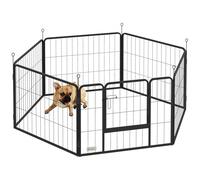 PawHut Parque para Perros de 6 Paneles de 60 cm de Altura con Puerta Negro