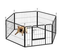 PawHut Parque para Perros de 6 Paneles de 60 cm de Altura, Vallas para Perros de Acero Plegable, con Puerta, para Interior y Exterior, Negro