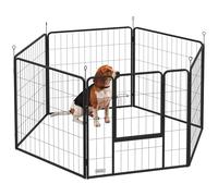 PawHut Parque para Perros de 6 Paneles de 80 cm de Altura, Vallas para Perros de Acero Plegable, con Puerta, para Interior y Exterior, Negro