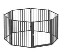 PawHut Parque para Perros de 8 Paneles 60x76 cm Corralito para Perros Pequeños y Medianos para Interior y Exterior Negro