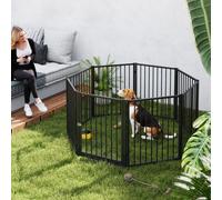 PawHut Parque para Perros de 8 Paneles 60x76 cm para Interior y Exterior Negro Black 240x120x76 cm