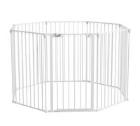 PawHut Parque para Perros de 8 Paneles 64x90 cm Corralito para Mascotas Plegable de Acero con Doble Cerradura Función de Bloqueo Auxiliar y Forma de