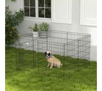 PawHut Parque para Perros de 8 Paneles 76x61 cm con Doble Cerradura Negro Negro 76x61 cm