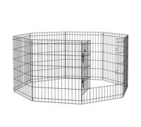 PawHut Parque para Perros de 8 Paneles 76x61 cm Jaula Metálica para Mascotas Vallas para Perros Plegables con Puerta y Doble Cerradura para Jardín Patio Exterior Negro