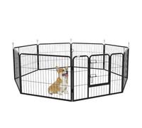 PawHut Parque para Mascotas 8 Vallas 80x60 cm Jaula para Perros Bricolaje de Metal con Puerta y Doble Cerradura Cerca de Entrenamiento para Jardín Negro