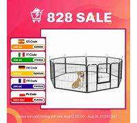 PawHut Parque para Perros 8 Paneles 80x60 cm Doble Pestillo Metálico Negro