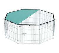 PawHut Parque para Perros de 8 Paneles con Cubierta 155x155x60 cm Valla Metálica para Cachorros Diseño DIY Puerta Verde