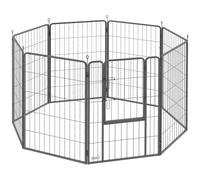 PawHut Parque para Perros de 8 Paneles de 100 cm de Altura con Puerta para Interior y Exterior Negro