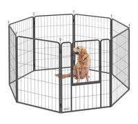 PawHut Parque para Perros de 8 Paneles de 100 cm de Altura, Vallas para Perros de Acero Resistente Plegable, con Puerta, para Interior y Exterior,