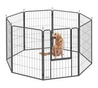 PawHut Parque para Perros de 8 Paneles de 100 cm , Vallas para Perros de Acero Resistente Plegable, con Puerta, para Interior y Exterior, Negro