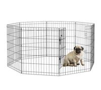 PawHut Parque para Perros de 8 Paneles 76x61 cm con Doble Cerradura Negro Negro 76x61 cm