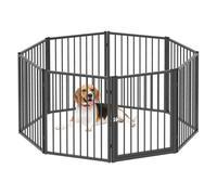 PawHut Parque para Perros de 8 Paneles 60x76 cm para Interior y Exterior Negro Black 240x120x76 cm