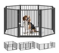 PawHut Parque para Perros de 8 Paneles, Vallas Plegables 76 cm, Corralito para Perros Pequeños y Medianos de Acero, para Interior, Exterior, Jardín, Negro
