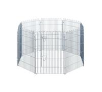 PawHut Parque para Perros y Mascotas Valla para Mascotas 8 Paneles con Rejilla de Acero para Entrenamiento en Interior y Exterior 63x91 cm Plata