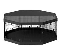 PawHut Parque para perros interior 8 paneles plegables modulables con puerta para cachorros acero 61x61 cm Negro Aosom España