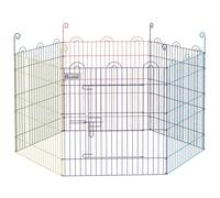 PawHut Parque Plegable para Perros de 8 Paneles, Ø156x60 cm, Valla Metálica para Cachorros, Conejos, Diseño DIY, con Puerta, Estacas, para Interior y Exterior, Multicolor