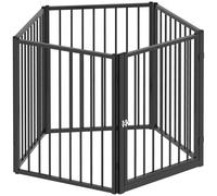 PawHut Parque para perros, parque para animales, 5 paneles, valla portátil plegable, seguro, Negro Aosom España