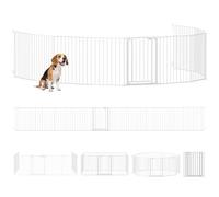 PawHut Parque para Perros Plegable de Metal con Puerta, 10 Paneles, 29.5 in | Parque con doble cierre, patas de apoyo y almohadillas antideslizantes para perros pequeños y medianos, interior, blanco