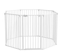 PawHut Parque para Perros Plegable para Mascotas 8 Paneles 64x90 cm Blanco