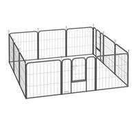 PawHut Parque para perros recinto para perros 12 paneles modular y plegable acero 2 puertas para cachorro interior exterior 60H cm negro