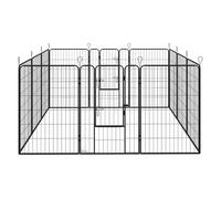 PawHut Parque para Perros Vallas para Mascotas de 12 Paneles 80x120 cm con 2 Puertas con Pestillo Corralito para Perros Grandes Medianos y Pequeños de Acero para Interior y Exterior Negro