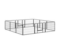 PawHut Parque para Perros Vallas para Mascotas de 12 Paneles 80x60 cm con 2 Puertas con Pestillo Corralito para Perros Pequeños de Acero para Interior y Exterior Gris