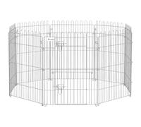 PawHut Parque para Perros y Mascotas Valla para Mascotas 8 Paneles con Rejilla de Acero para Entrenamiento en Interior y Exterior 63x91 cm Plata