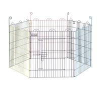PawHut Parque Plegable para Perros de 6 Paneles, Ø120x60 cm, Valla Metálica para Cachorros, Conejos, Diseño DIY, con Puerta, Estacas, para Interior y Exterior, Multicolor
