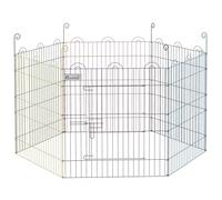 PawHut Parque Plegable para Perros de 6 Paneles, Ø120x60 cm, Valla Metálica para Cachorros, Conejos, Diseño DIY, con Puerta, Estacas, para Interior y Exterior, Multicolor