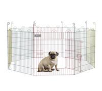 PawHut Parque Plegable para Perros de 8 Paneles, Ø156x60 cm, Valla Metálica para Cachorros, Conejos, Diseño DIY, con Puerta, Estacas, para Interior y Exterior, Multicolor