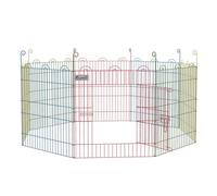 PawHut Parque Plegable para Perros de 8 Paneles, Ø156x60 cm, Valla Metálica para Cachorros, Conejos, Diseño DIY, con Puerta, Estacas, para Interior y Exterior, Multicolor