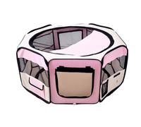 PawHut Parque Plegable para Perros y Gatos, Corralito Portátil para Animales Pequeños Impermeable de Tela Oxford con 2 Puertas, para Exterior e Interior, Ø90x41 cm, Rosa