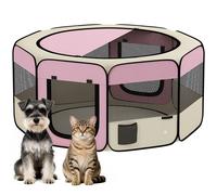 PawHut Parque Plegable para Perros y Gatos Corralito Portátil para Animales Pequeños Impermeable de Tela Oxford Ø120x58cm Rosa Rosa 120x120x58 cm