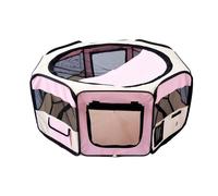 PawHut Parque Plegable para Perros y Gatos, Corralito Portátil para Animales Pequeños Impermeable de Tela Oxford con 2 Puertas, para Exterior e Interior, Ø90x41 cm, Rosa