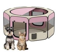 PawHut Parque Plegable para Perros y Gatos, Corralito Portátil para Animales Pequeños Impermeable de Tela Oxford con 2 Puertas, para Exterior e Interior, Ø120x58 cm, Rosa