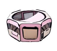 PawHut Parque Plegable para Perros y Gatos, Corralito Portátil para Animales Pequeños Impermeable de Tela Oxford con 2 Puertas, para Exterior e Interior, Ø90x41 cm, Rosa