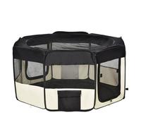 PawHut Parque para Perros Mascotas Parque de Juego Plegable de 8 Paneles Portátil con Bolsa de Transporte 120x58cm Negro Aosom España