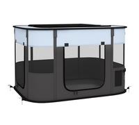 PawHut Parque recinto plegable para perro gato animales pequeños en tela Oxford con almacenamiento 94 x 74 x 60 cm gris y negro