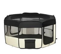 PawHut Parque para Perros Mascotas Parque de Juego Plegable de 8 Paneles Portátil con Bolsa de Transporte 120x58cm Negro Aosom España